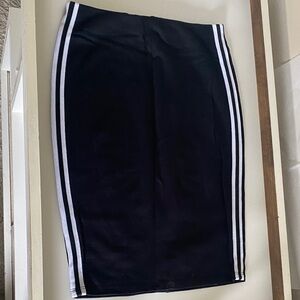 Forever 21 Black Pencil Skirt with White Side Stripes
